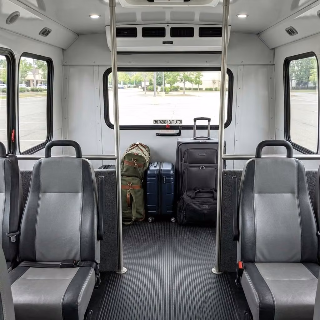celina 28 passenger minibus luggage area