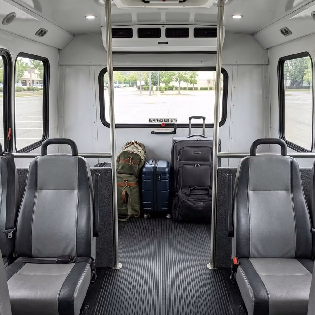 celina 35 passenger minibus luggage area