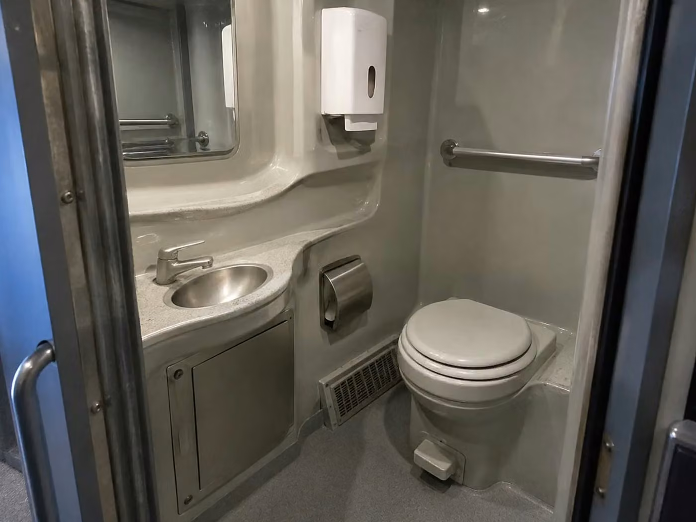 celina 56 passenger charter bus onboard restroom
