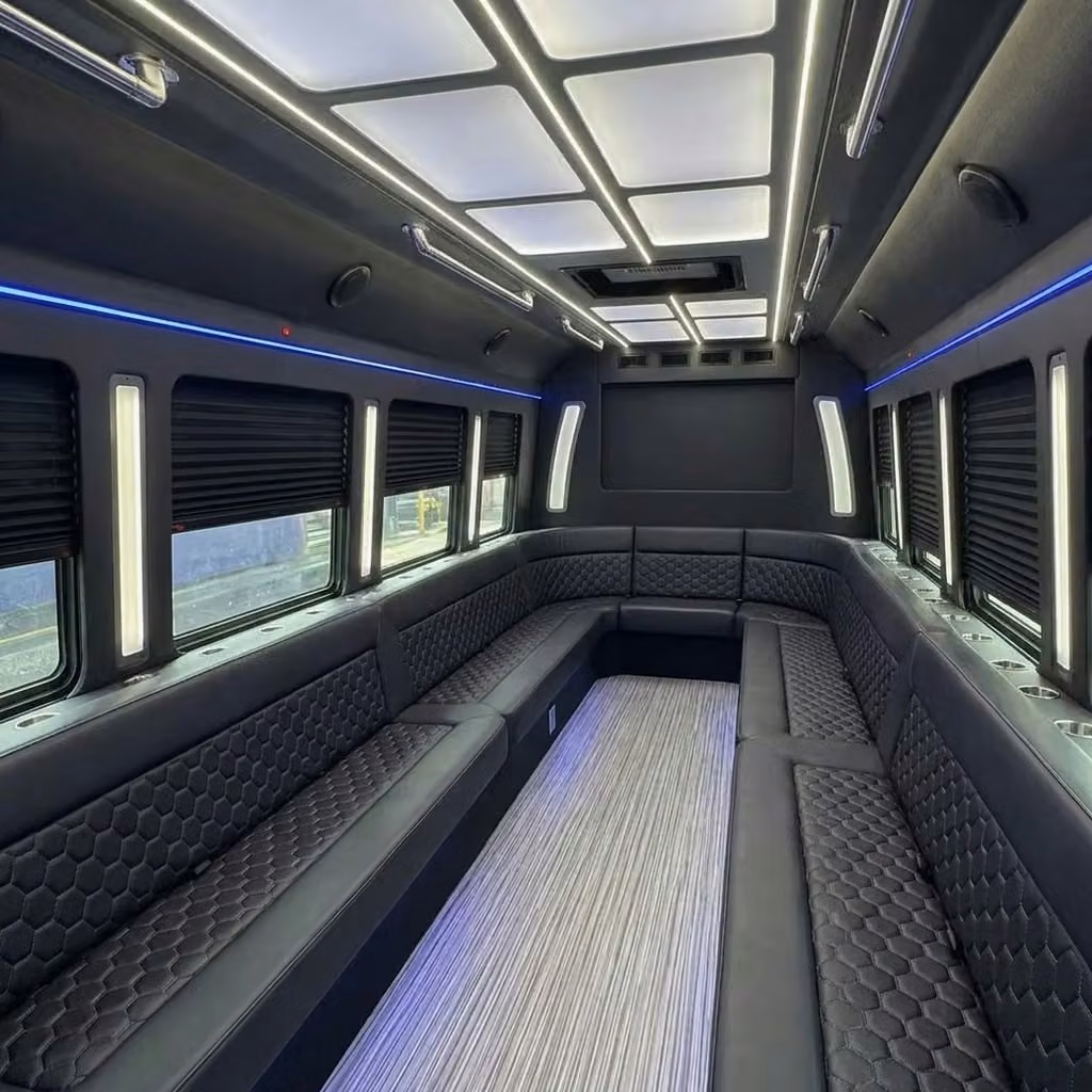 celina party bus wraparound seating