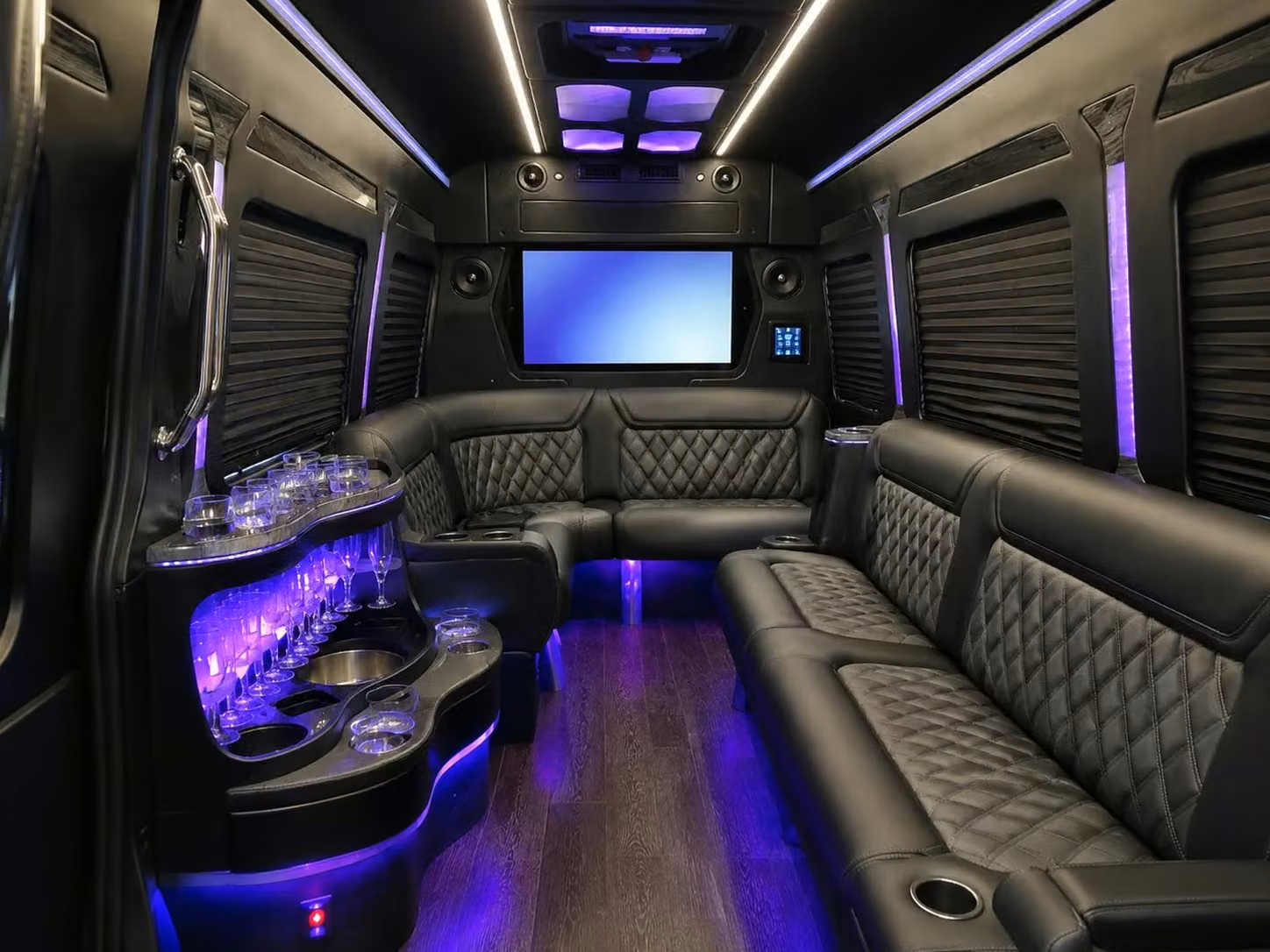 celina prom party buses with led lighting bluetooth sound and leather seating