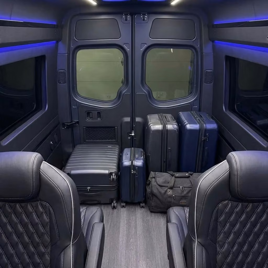 celina sprinter van rental with driver luggage area